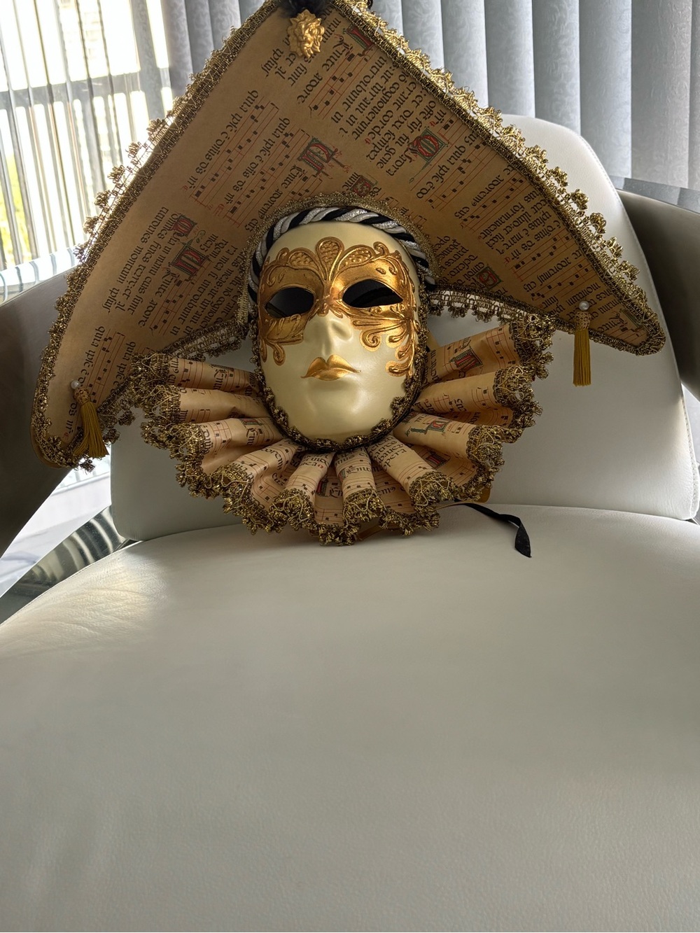 Ornate Gold and Cream Venetian Wall Mask by